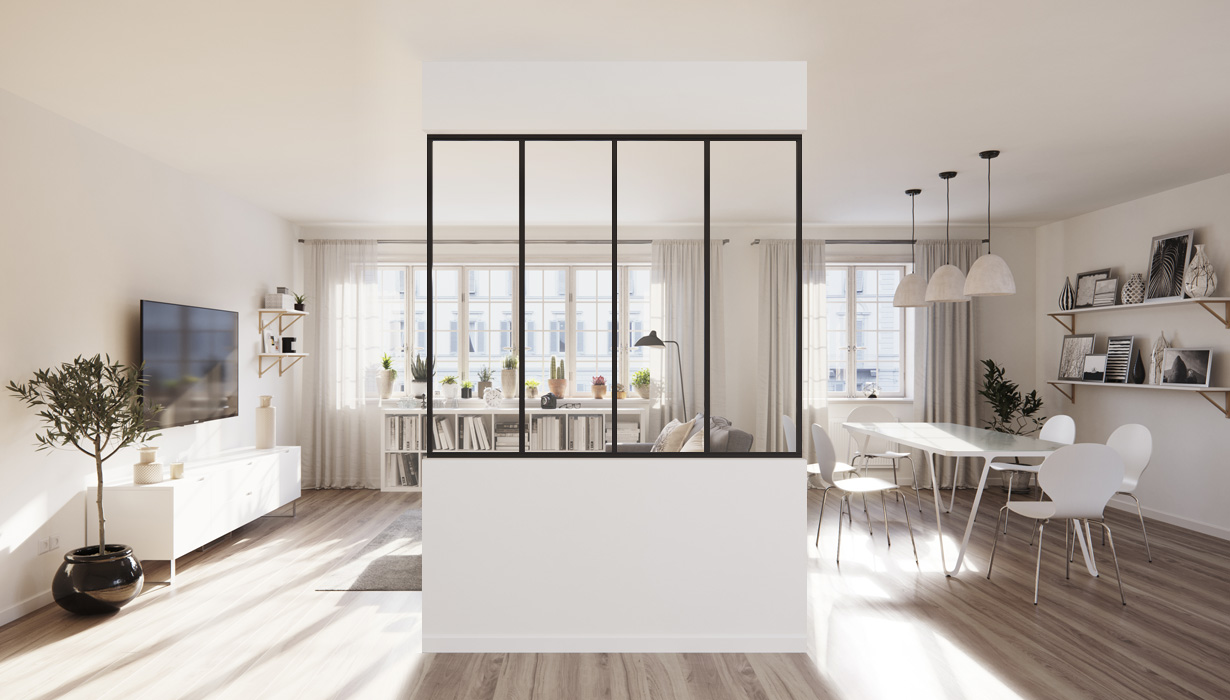 Verrière aluminium noir verre clair, H1000xL1150mm