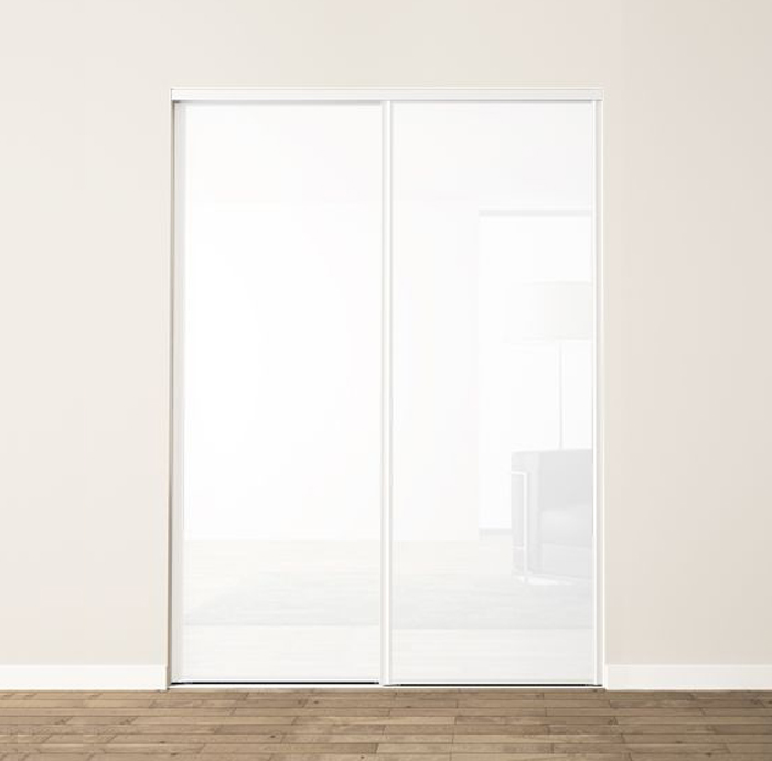 2 portes coulissantes : gloss blanc, profils harmonie : blanc brillant
