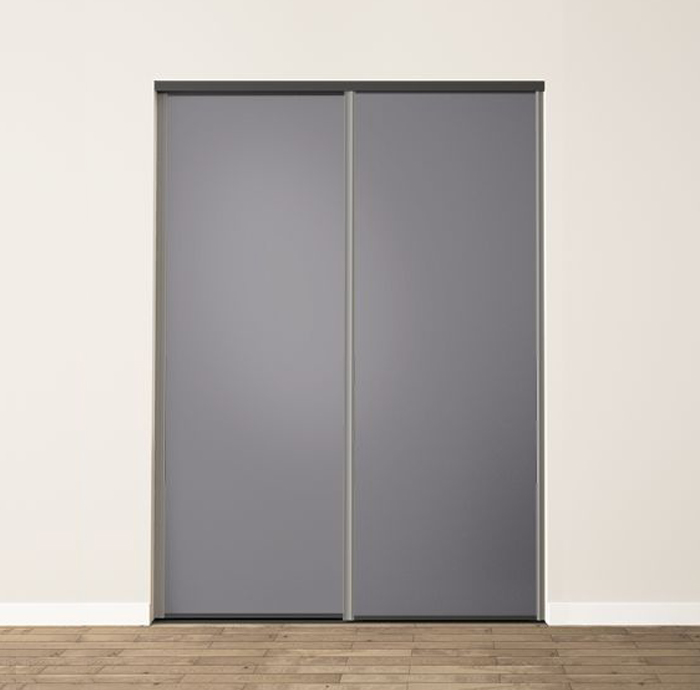 2 portes coulissantes : gris fer, profils harmonie : ardoise mat