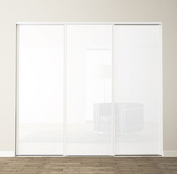 3 portes coulissantes : gloss blanc, profils harmonie : blanc brillant