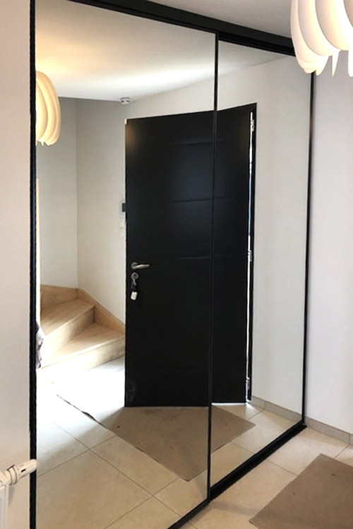 Ensemble 2 portes de placard coulissantes Miroir argent - 2/2 Ensemble 2 portes de placard coulissantes Miroir argent - 2/2