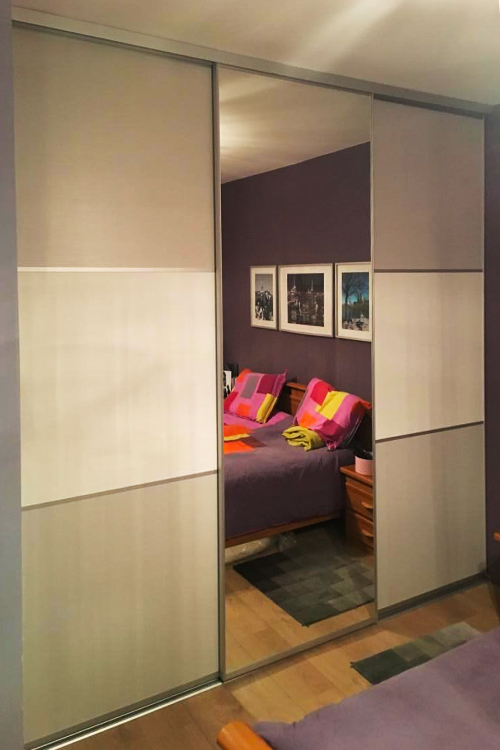 2 portes coulissantes Ivoire griffé/Gloss/Miroir - 2/2 2 portes coulissantes Ivoire griffé/Gloss/Miroir - 2/2