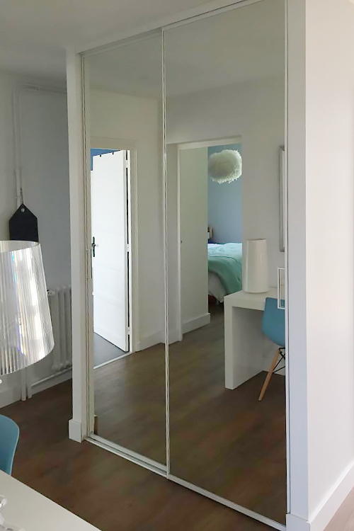 Ensemble 2 portes de placard coulissantes Miroir - 2/2 Ensemble 2 portes de placard coulissantes Miroir - 2/2