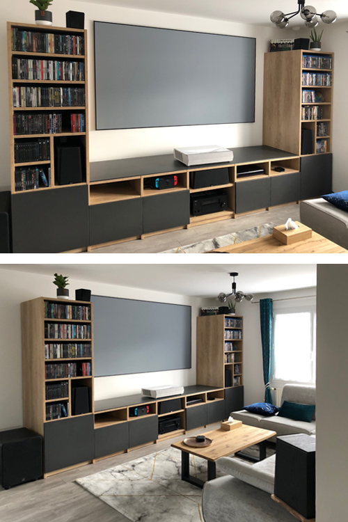 Meuble TV + 2 colonnes : Chêne naturel / Anthracite structuré - 2/2 Meuble TV + 2 colonnes : Chêne naturel / Anthracite structuré - 2/2